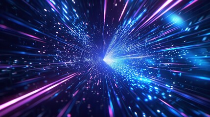 A mesmerizing image depicting the warp drive effect, simulating travel at the speed of light through a star-studded galaxy.