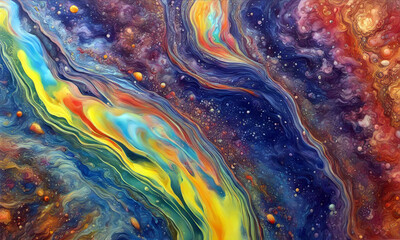 Colorful psychedelic texture of the marbleized effect