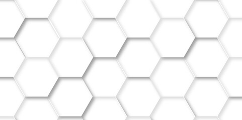 Abstract white 3d hexagonal polygonal pattern background vector. seamless bright white abstract honeycomb backdrop decoration geometric cell web concept tile and texture background.