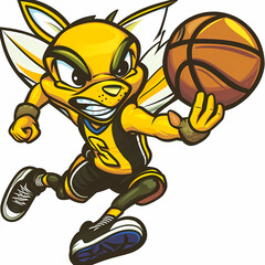 bee cartoon playing basketball