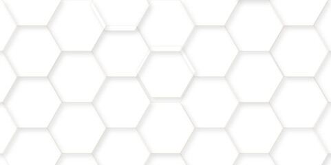 Abstract white 3d hexagonal polygonal pattern background vector. seamless bright white abstract honeycomb backdrop decoration geometric cell web concept tile and texture background.