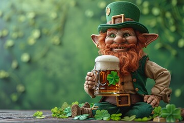 St. Patrick's Day Celebration: A Leprechaun's Guide to the Perfect Pint Generative AI - obrazy, fototapety, plakaty