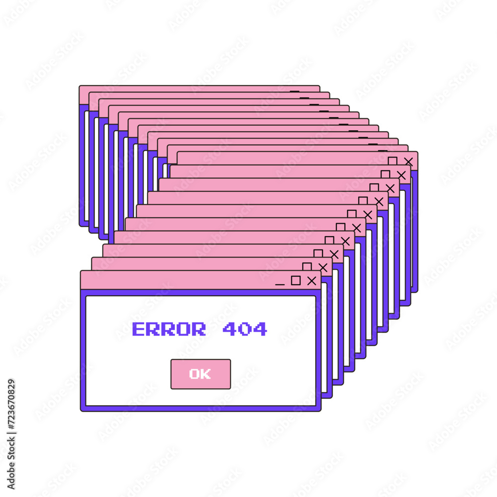 Poster y2k interface, retro groovy psychedelic, browser error window hovering