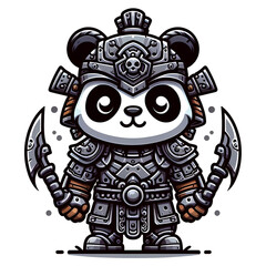 mechanical panda warrior on PNG transparent background