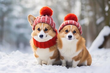 two dogs in the snow