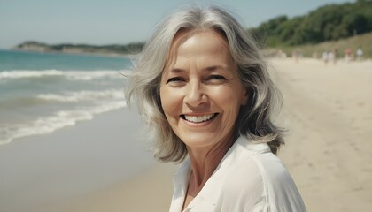 Fototapeta na wymiar portrait of a woman on the beach