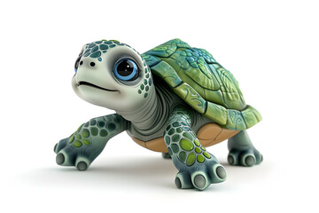 Fototapeta premium An enchanting 3D illustration of a cartoon-style baby turtle