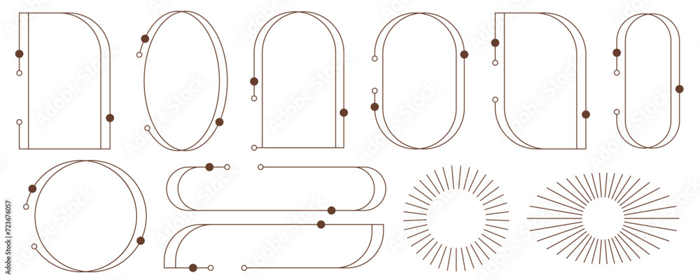 Poster aesthetic frames and shapes. minimal y2k outline graphic design with sparkles. abstract minimalistic