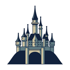 Old Castle Icon on White Background. Vector Logo