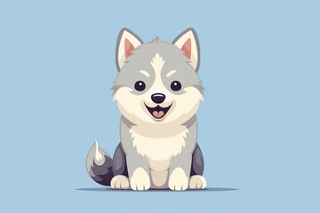 cute husky dog cartoon illustration