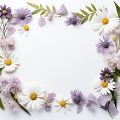 An intricate floral frame bursting with vibrant purple petals and delicate leaves, evoking a sense of natural beauty and elegance