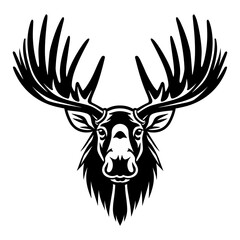 Naklejka premium Moose head symbol, great for badge label, logo design, vector illustration.