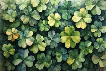 Fototapeta premium St. Patrick's Day Shamrock Artwork: A Colorful and Vibrant Display of Clover Leaves Generative AI