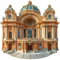 Fototapeta premium Sicilian Palermo Opera House Old Architecture On White Background, Illustrations Images