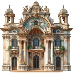 Fototapeta na wymiar Sicilian Palermo Opera House Old Architecture On White Background, Illustrations Images