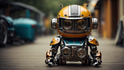 A cute biker simplistic robot