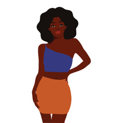 Afro black woman in elegant art style vector