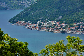 Fototapeta na wymiar Scenic view on a sunny day on Boko Kotor Bay, Montenegro.
