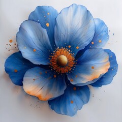 Flower Power: A Blue Flower with Yellow Center Generative AI