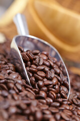 coffee beans on the wooden table