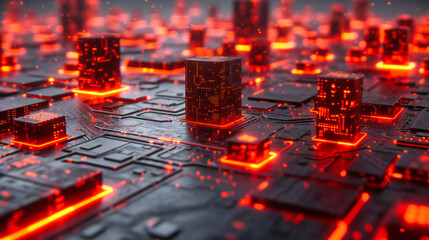 Technology Electronic Digital Abstract Network Circuit Computing Board Processor, Background Microchip Tech Hardware Engineering Concept Futuristic Motherboard