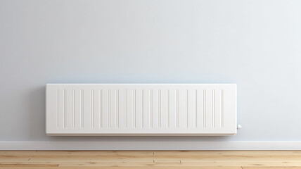 radiator battery heating on the background of the wall