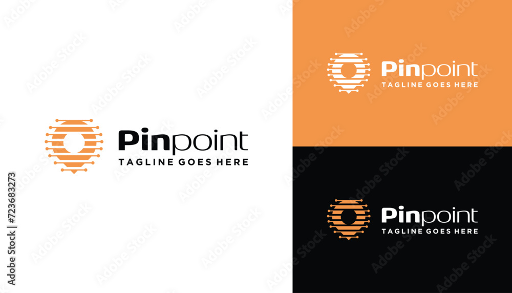 Poster gps place location map with digital wire line dots for address locator application logo design