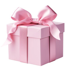 Pink gift box wrapped in a fancy ribbon 