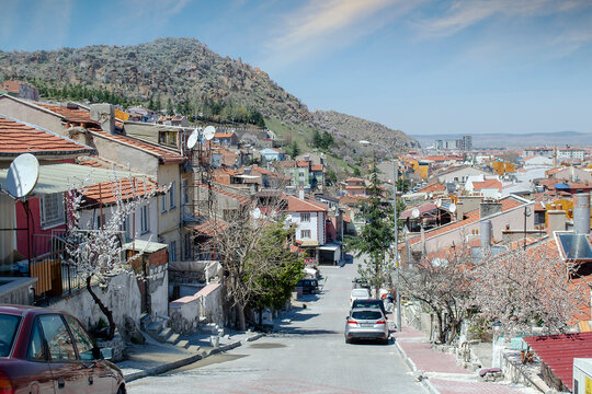 Traditional Turkish ottoman houses in Afyonkarahisar old town, Afyon, Turkey