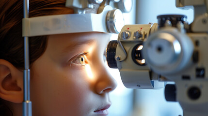 Children's eye examination in clinic