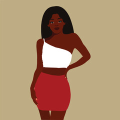 Modern black woman in elegant art style vector