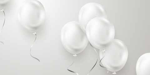 Banner template vector background design beautiful 3d white balloon illustration
