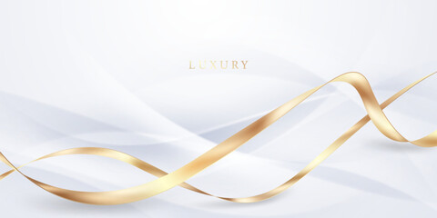 white abstract background with luxury golden lines vector illustration