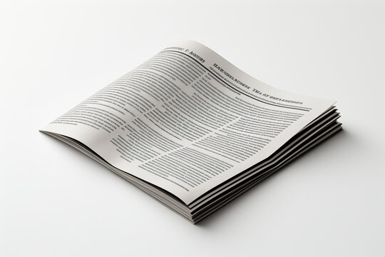 A thick newspaper lies on a white background. Generated by artificial intelligence