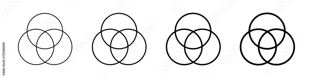 Poster venn diagram wireframe three overlapping circles chart. business presentation venn vector chart.