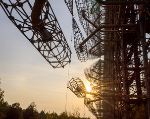 secret army antenna in the forest in Chernobyl