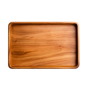 wooden platter board in white background