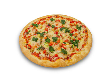 pizza, food, cheese, isolated, italian, mozzarella, tomato, dinner, meal, snack, crust, baked, white, pepper, pepperoni, ham, tasty, salami, lunch, delicious, dough, fast food, isolated background