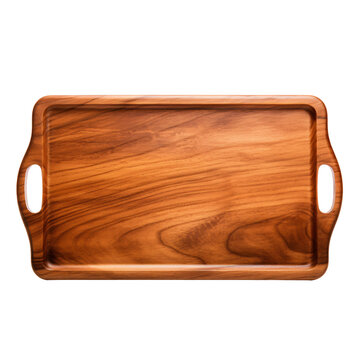 Wooden tray in white background
