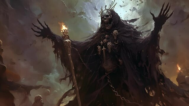 The air is thick with the stench of decay as the necromancer raises his arms, commanding the souls of the fallen to return to their bodies and serve him in his quest for Fantasy animation