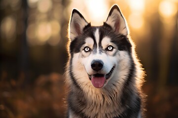 selective focus of cute siberian husky dogs