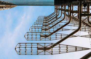 old secret army soviet antenna against the sky in Chernobyl