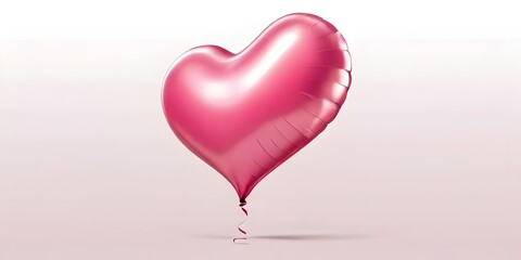 pink balloon Heart balloon on a clean white background. The minimalist and expressive design adds a touch of romance and joy to your creative projects. Idea for Valentine's Day
