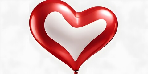 red heart on white background a red heart shaped balloon Valentine’s day background with red bow forming heart.

 