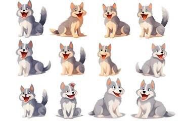 set of cute husky dogs with different poses 