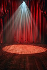 The Stage: Red Curtain and Spotlight