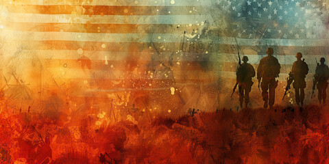 Guardians of Freedom: A Resolute Display of American Soldiers Defending Liberty and Justice - obrazy, fototapety, plakaty