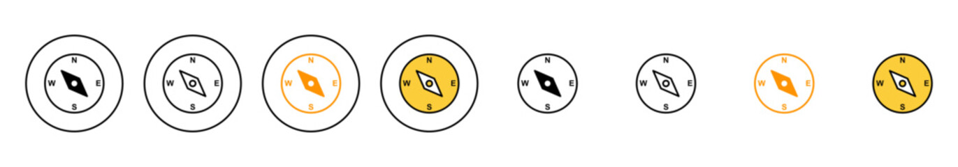 Compass icon set vector. arrow compass icon sign and symbol