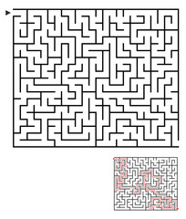  Vector maze template. Rectangular simple maze game puzzle conundrum. Brain-teaser game labyrinth