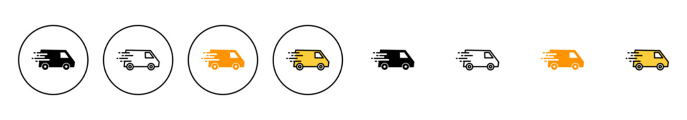 Delivery truck icon set vector. Delivery truck sign and symbol. Shipping fast delivery icon